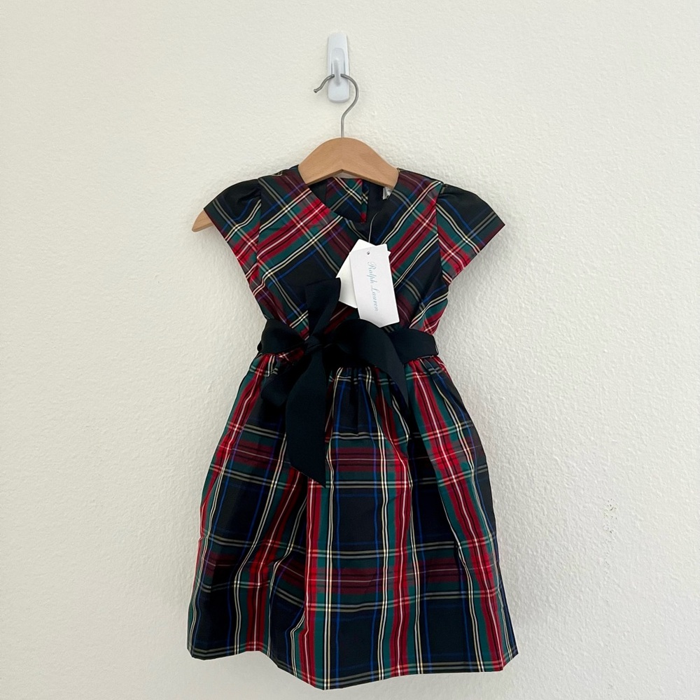 NWT Polo Ralph Lauren Girl Plaid Dress with Bow 18M